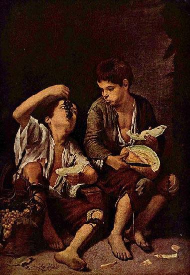 Bartolome Esteban Murillo Beggar Boys Eating Grapes and Melon Spain oil painting art